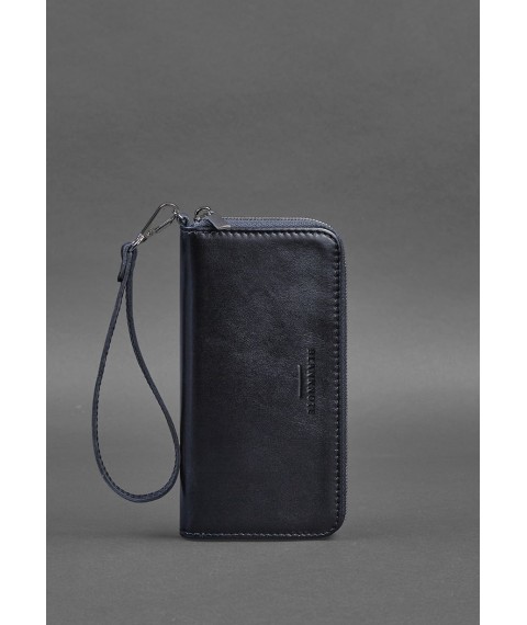 Leather wallet with zipper 6.1 Dark blue