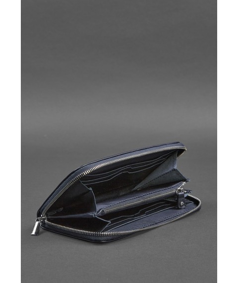 Leather wallet with zipper 6.1 Dark blue