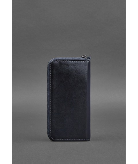 Leather wallet with zipper 6.1 Dark blue