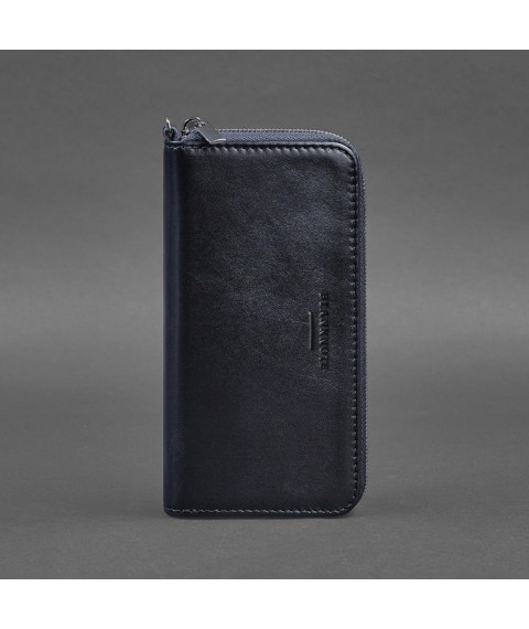 Leather wallet with zipper 6.1 Dark blue