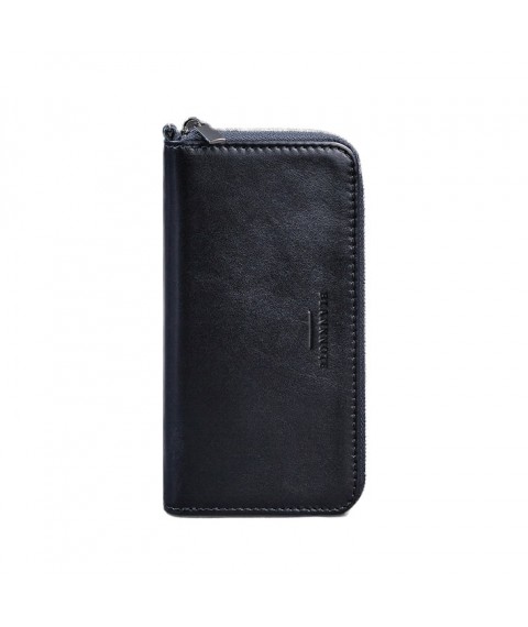 Leather wallet with zipper 6.1 Dark blue