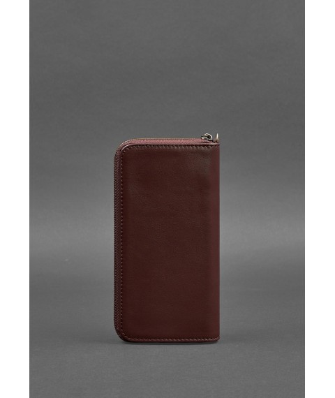 Leather wallet with zipper 6.1 Burgundy