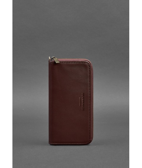 Leather wallet with zipper 6.1 Burgundy