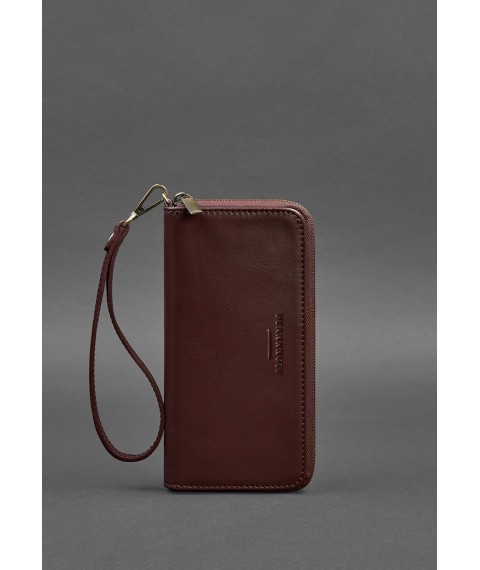 Leather wallet with zipper 6.1 Burgundy