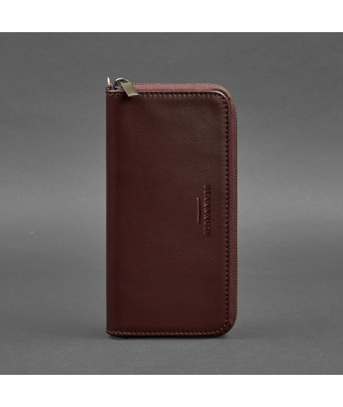 Leather wallet with zipper 6.1 Burgundy