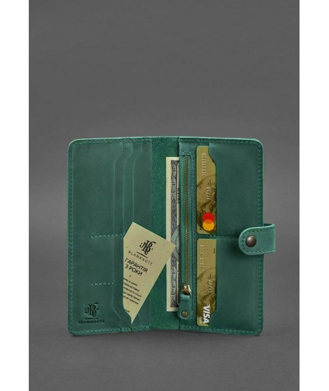 Leather wallet 7.0 green Crazy Horse