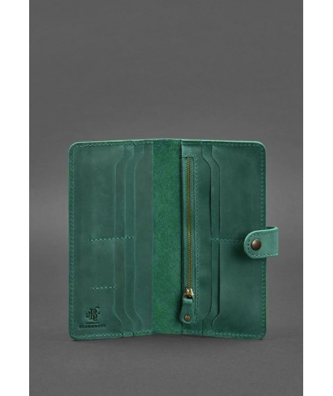 Leather wallet 7.0 green Crazy Horse