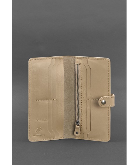 Leather women's wallet 7.0 Light beige