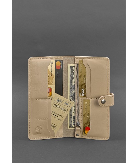 Leather women's wallet 7.0 Light beige