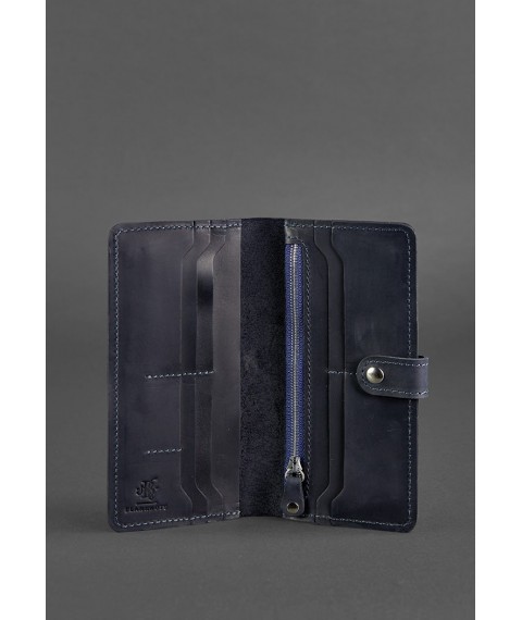Leather wallet 7.0 blue Crazy Horse