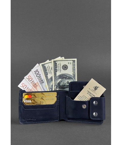 Men's leather wallet Zeus 9.0 blue Crazy Horse