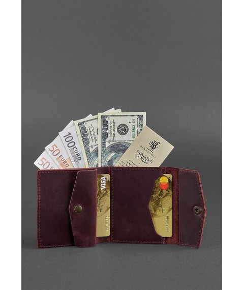 Жіночий шкіряний гаманець 2.1 бордовий Crazy Horse