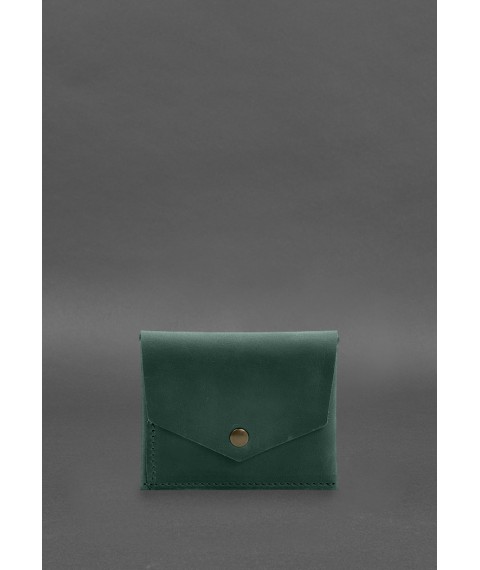 Шкіряний гаманець mini 3.0 (кард-кейс) зелений Crazy Horse