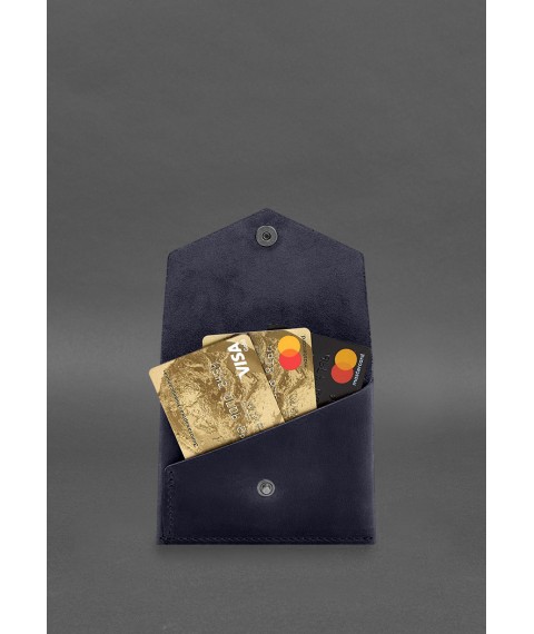 Leather wallet mini 3.0 (card case) blue Crazy Horse