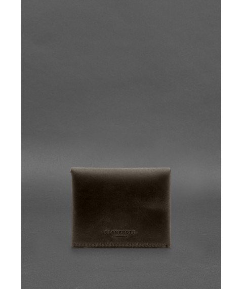 Шкіряний гаманець mini 3.0 (кард-кейс) темно-коричневий Crazy Horse