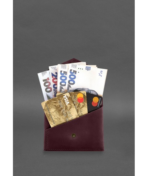 Шкіряний гаманець mini 3.0 (кард-кейс) бордовий Crazy Horse