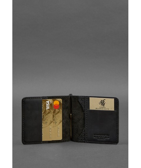 Men's leather wallet 1.0 money clip black Carbon