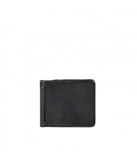 Men's leather wallet black 1.0 money clip Crazy Horse