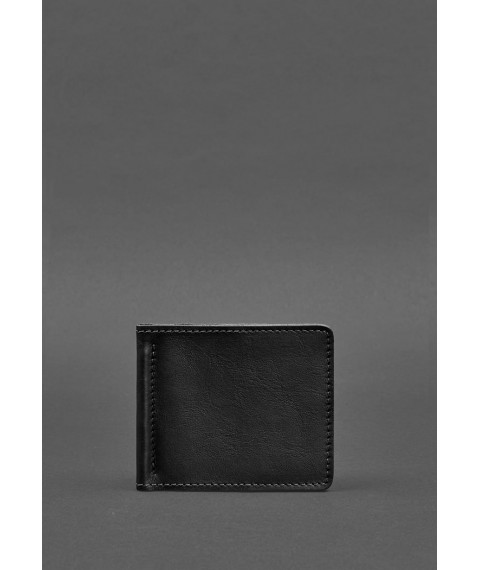 Men's leather wallet black Crust 1.0 money clip