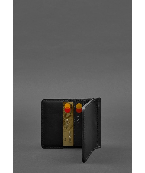 Men's leather wallet black Crust 1.0 money clip