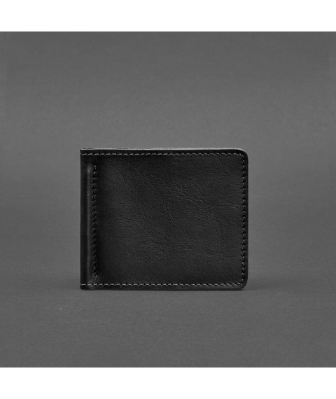 Men's leather wallet black Crust 1.0 money clip