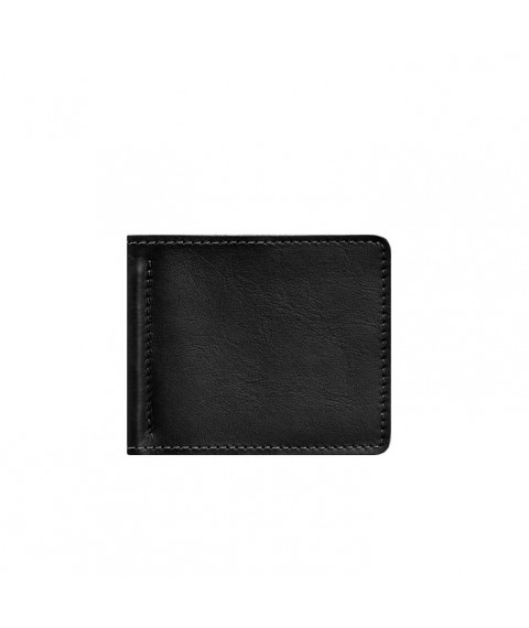 Men's leather wallet black Crust 1.0 money clip