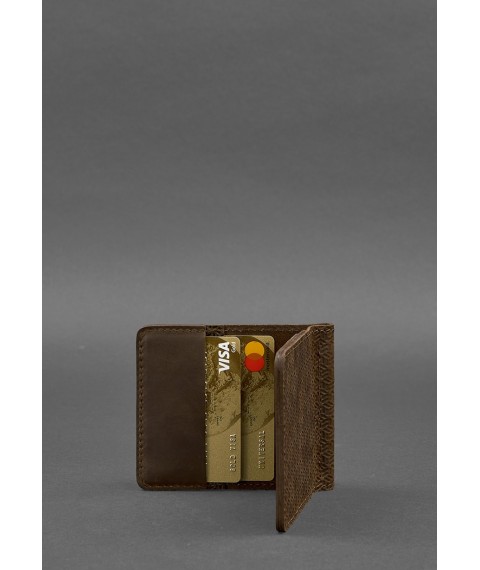 Мужское кожаное портмоне темно-коричневое 1.0 зажим для денег Карбон