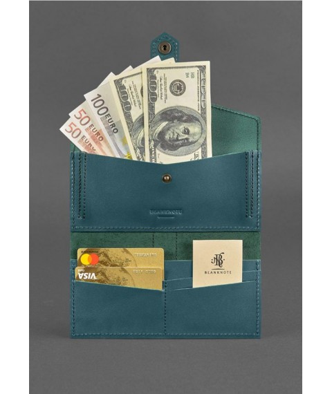 Leather women's wallet 3.0 green Crust