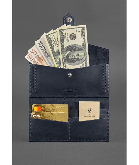 Leather wallet 3.0 blue Crazy Horse