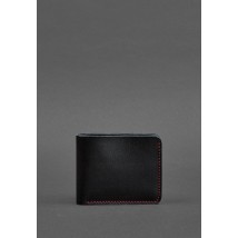 Leather wallet 4.1 (4 pockets) black with red thread