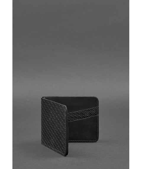 Men's leather wallet 4.1 (4 pockets) black Carbon