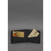 Чоловіче шкіряне портмоне 4.1 (4 кишені) чорне Карбон