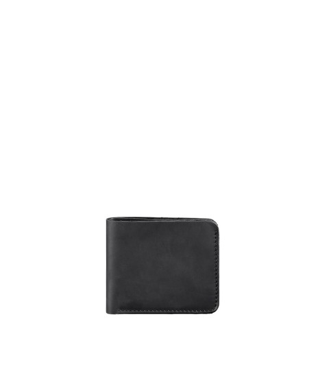 Men's leather wallet 4.1 (4 pockets) black Crazy Horse