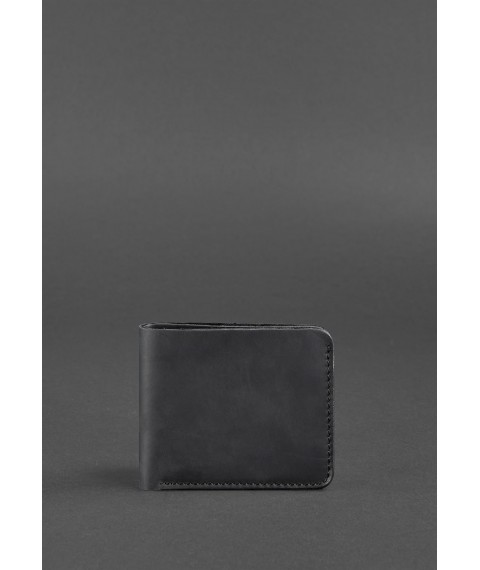 Мужское кожаное портмоне 4.1 (4 кармана) черное Crazy Horse