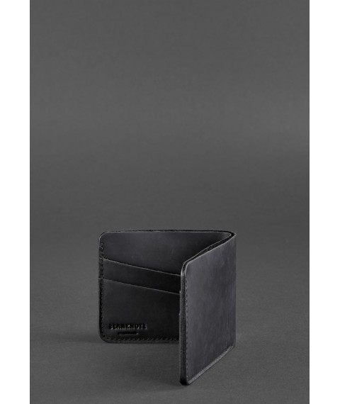 Men's leather wallet 4.1 (4 pockets) black Crazy Horse