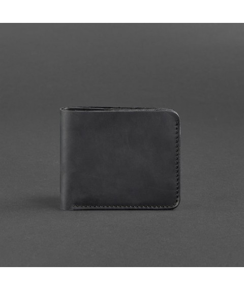 Men's leather wallet 4.1 (4 pockets) black Crazy Horse