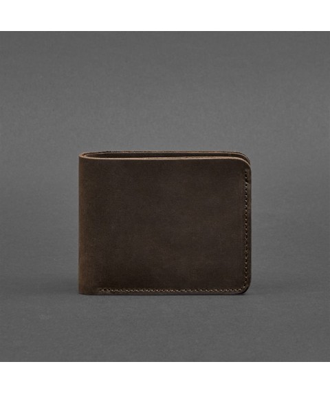 Men's leather wallet 4.1 (4 pockets) dark brown Crazy Horse
