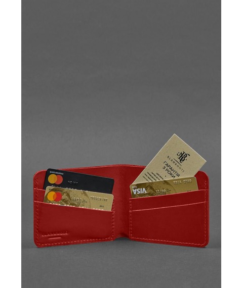 Шкіряне портмоне 4.1 (4 кишені) червоне