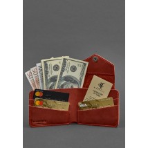 Women's leather wallet 4.2 with a button, coral Crazy Horse