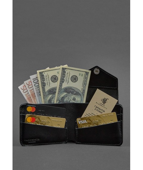 Leather wallet 4.2 with button, black