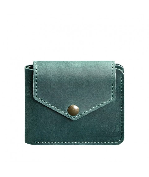 Leather wallet 4.2 with button green Crazy Horse