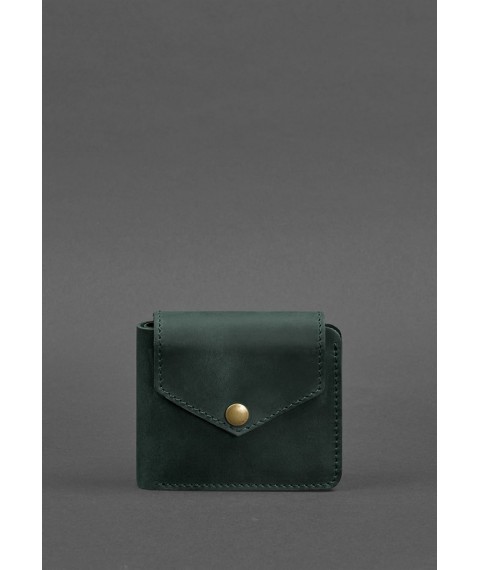 Leather wallet 4.2 with button green Crazy Horse