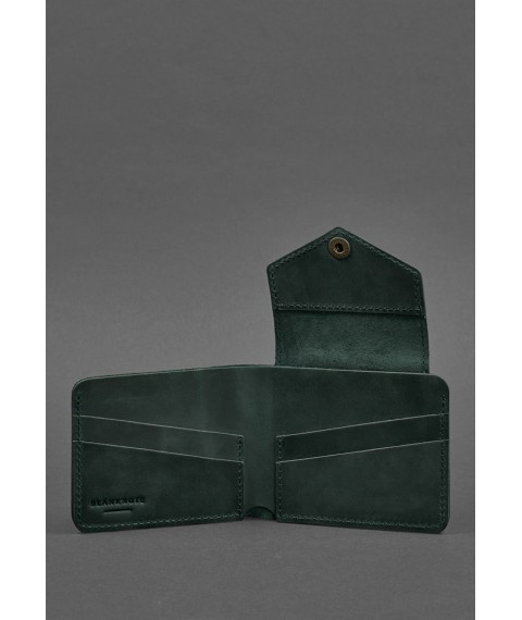 Leather wallet 4.2 with button green Crazy Horse