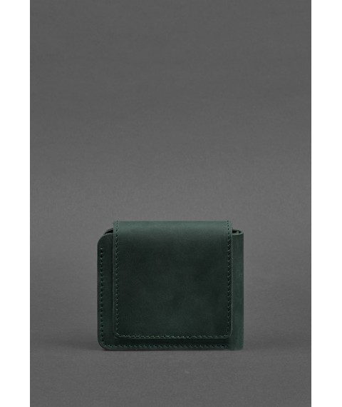 Leather wallet 4.2 with button green Crazy Horse