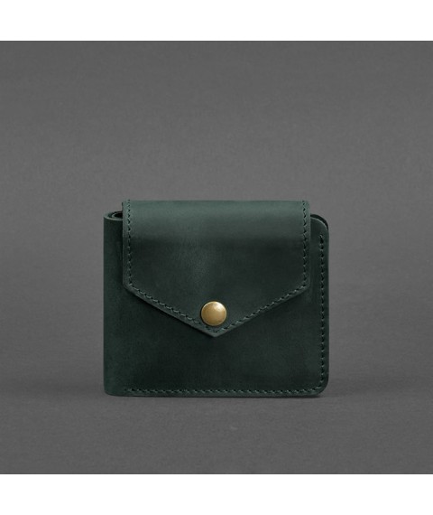 Leather wallet 4.2 with button green Crazy Horse