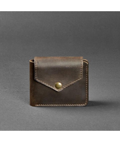 Leather wallet 4.2 with button dark brown Crazy Horse
