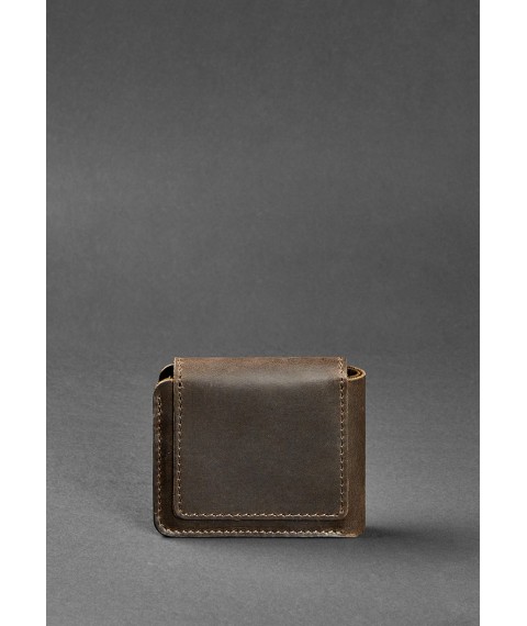 Leather wallet 4.2 with button dark brown Crazy Horse