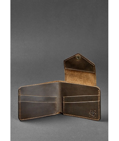 Leather wallet 4.2 with button dark brown Crazy Horse