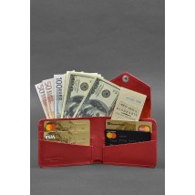 Leather wallet 4.2 with button red