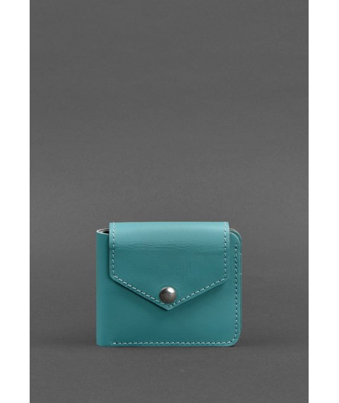 Leather wallet 4.2 with button, turquoise